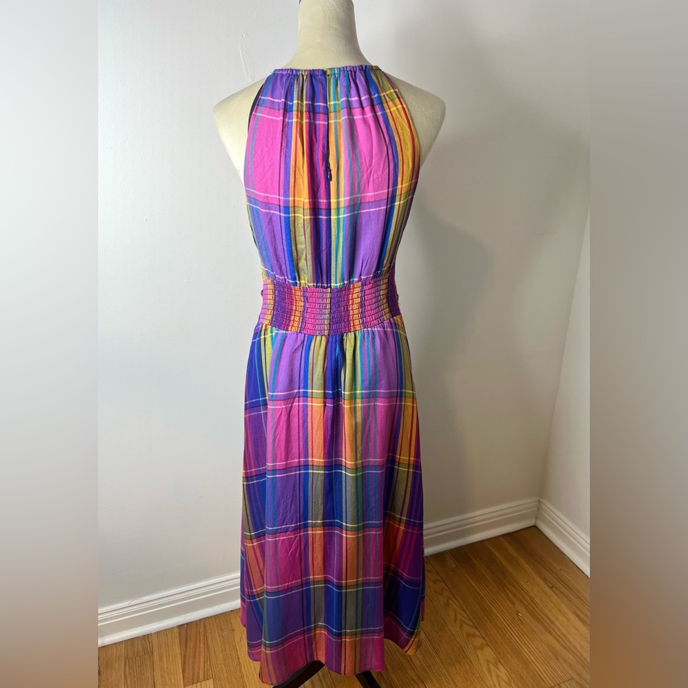 Ann Taylor Dress Madras Plaid Sleeveless Halter Tie Front Belt SZ 4 NWOT - Picture 5 of 9